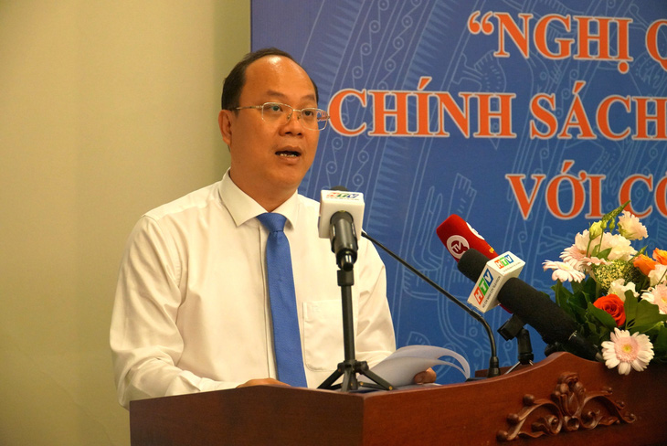Phó bí thư Thành ủy TP.HCM Nguyễn Hồ Hải phát biểu tại hội nghị - Ảnh: T.N. 