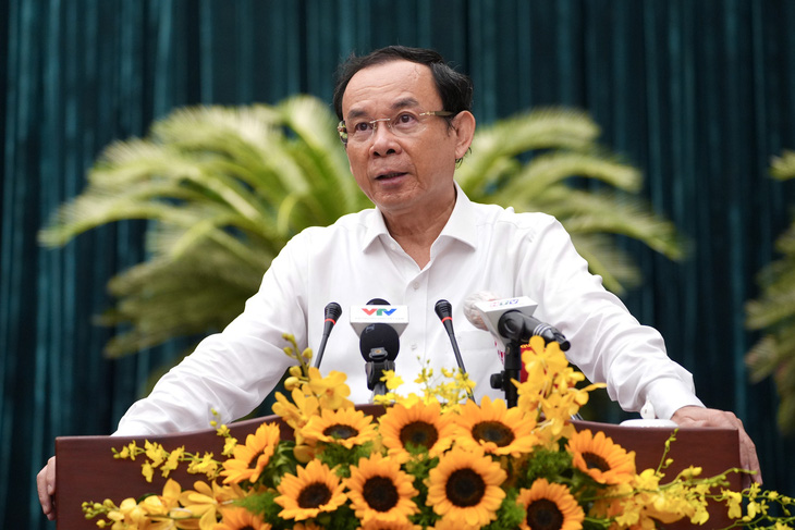 Bí thư Thành ủy TP.HCM Nguyễn Văn Nên phát biểu khai mạc hội nghị - Ảnh: HỮU HẠNH 