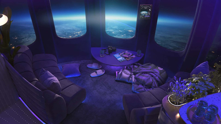 Hành khách bên trong Space Lounge sẽ có tầm quan sát 360 độ và được phục vụ đồ ăn uống cao cấp - Ảnh: Mercedes-Maybach