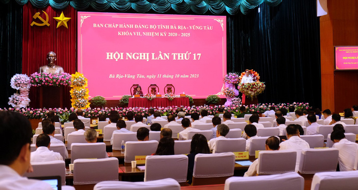 Quang cảnh hội nghị lần thứ 17 Ban chấp hành Đảng bộ tỉnh Bà Rịa - Vũng Tàu - Ảnh: ĐÔNG HÀ