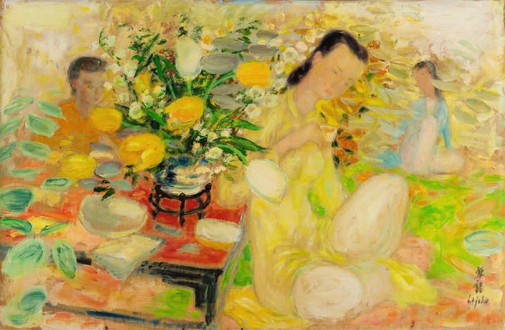 Bức L'heure du thé en famille của Lê Phổ vẽ đầu thập niên 1960, khắc họa lại thú thưởng trà của người Việt dưới ánh sáng miền Nam nước Pháp (ước tính từ 120.000 - 180.000 Euro). Hoàng thân Bửu Lộc đã đổi bức vẽ của Henri Matisse để lấy tác phẩm này về treo trong phòng khách ở Cannes.