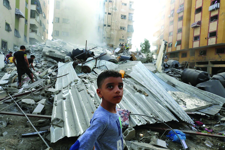 Đống đổ nát ở Dải Gaza sau một cuộc không kích của Israel. Ảnh: Getty Images
