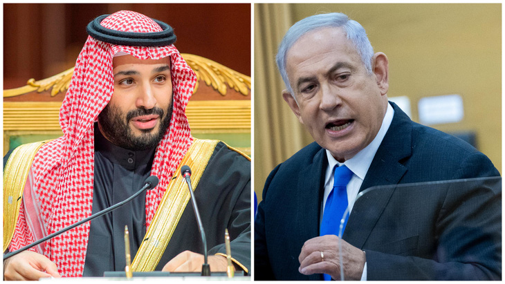 Thái tử Mohammed bin Salman của Saudi Arabia (bên trái) và Thủ tướng Benjamin Netanyahu của Israel - Ảnh: THE TIMES OF ISRAEL