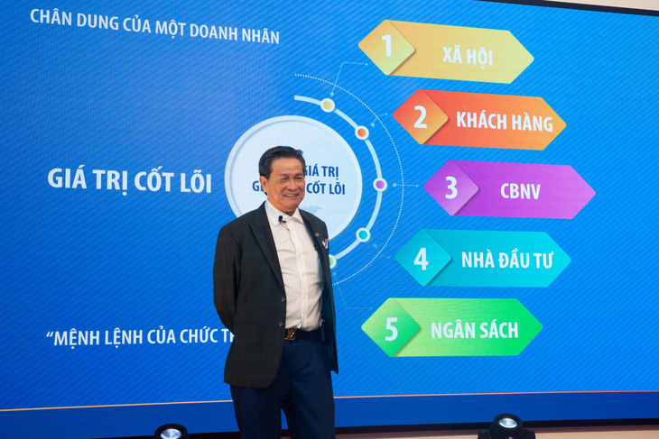 Ông Đặng Văn Thành - chủ tịch Tập đoàn TTC - chia sẻ những kinh nghiệm quản trị và điều hành doanh nghiệp đến đội ngũ doanh nhân trẻ, các bạn trẻ khởi nghiệp - Ảnh: Đ.H.