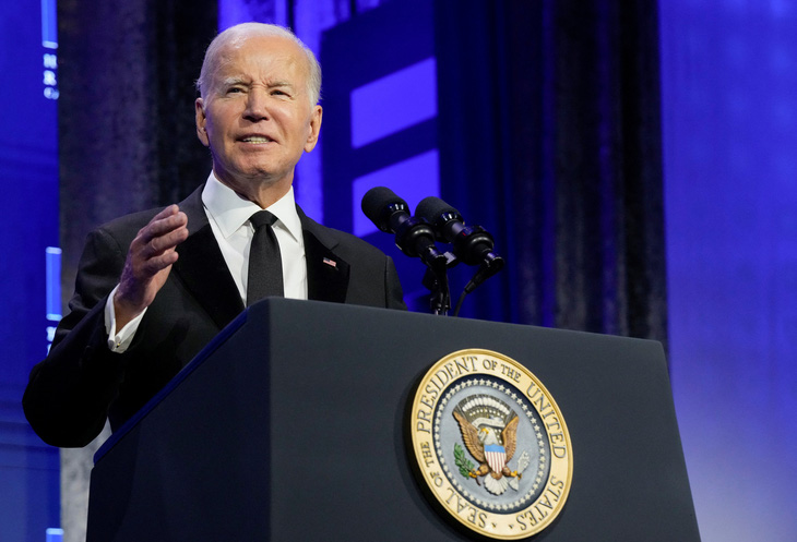 Tổng thống Mỹ Joe Biden phát biểu tại Trung tâm Hội nghị Washington ở Washington, Mỹ hôm 14-10 - Ảnh: REUTERS