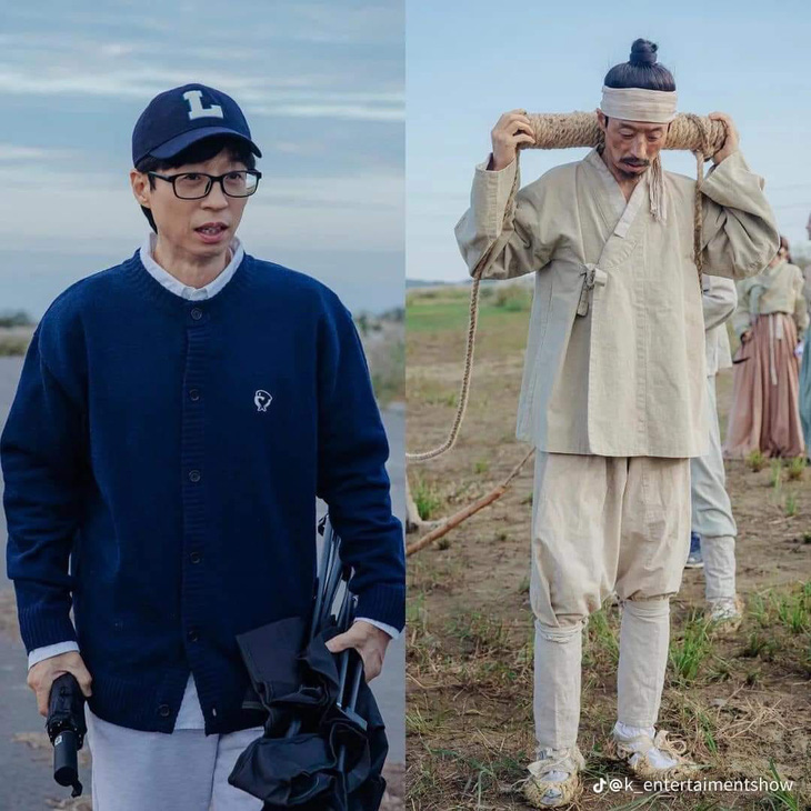 MC Yoo Jae Suk hóa trang thành người nông dây đeo cày ruộng