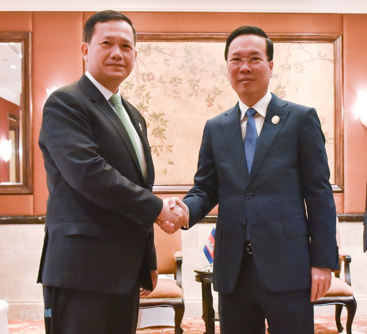 Chủ tịch nước Võ Văn Thưởng tiếp Thủ tướng Campuchia Hun Manet ngày 18-10 - Ảnh: TTXVN