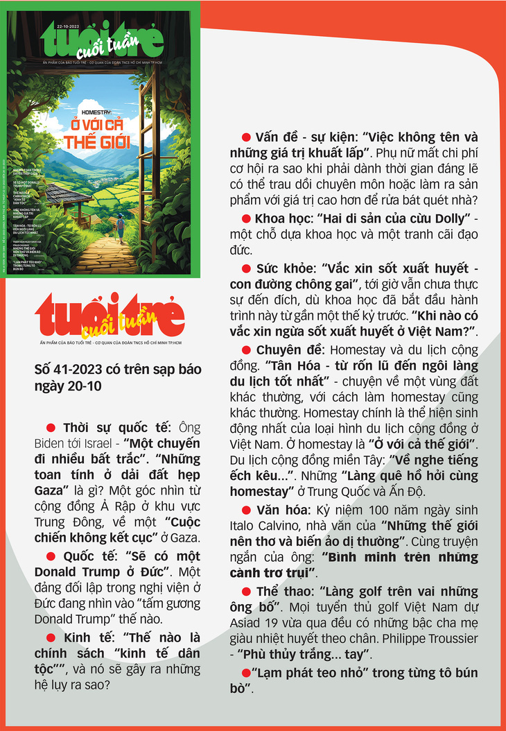Tuổi Trẻ Cuối Tuần số 41-2023: &quot;Homestay - Ở với cả thế giới&quot; - Ảnh 2.