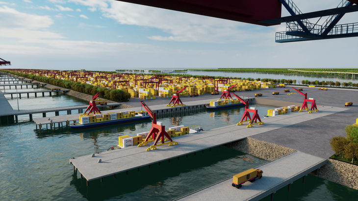 Phối cảnh cảng trung chuyển quốc tế Cần Giờ - Ảnh: Portcoast