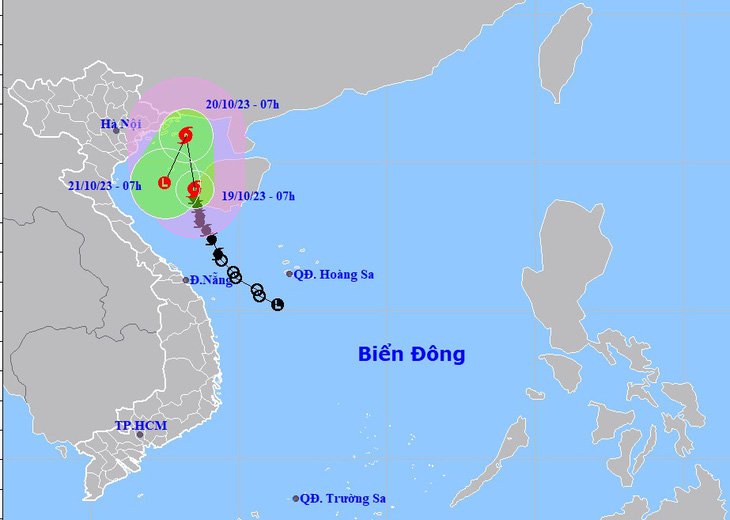 Đường đi của bão số 5 - Ảnh: Trung tâm Dự báo khí tượng thủy văn quốc gia