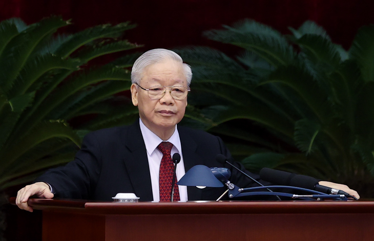 Tổng bí thư Nguyễn Phú Trọng phát biểu khai mạc Hội nghị Trung ương 8 - Ảnh: NHẬT BẮC
