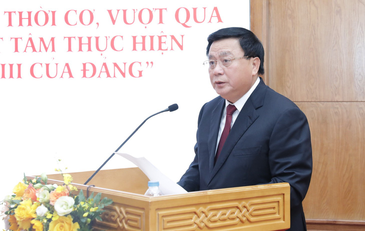 Ông Nguyễn Xuân Thắng phát biểu tại lễ ra mắt sách - Ảnh: BTC