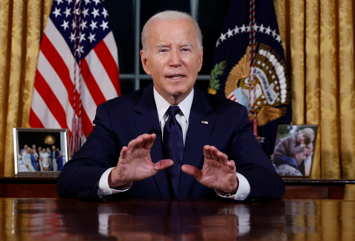 Tổng thống Mỹ Joe Biden phát biểu về tình hình Israel - Hamas ngày 20-10 - Ảnh: REUTERS