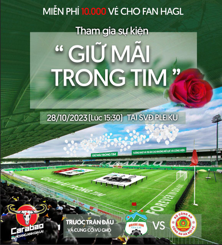 Banner giới thiệu lễ tưởng niệm trước trận đấu - Ảnh: HAGL FC