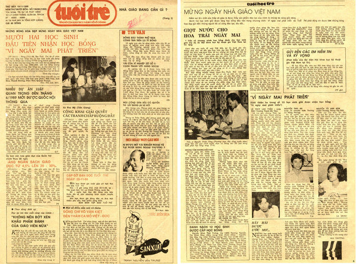 Chương trình Vì ngày mai phát triển lần thứ 1 trên báo Tuổi Trẻ ngày 19-11-1988