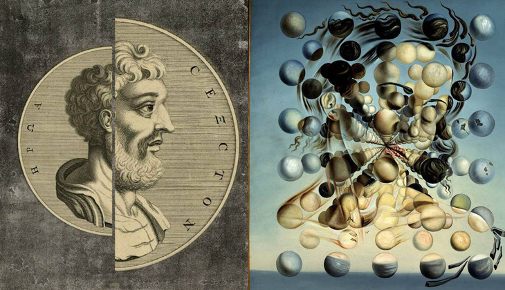Tác phẩm Engraving of Sextus Empiricus của Officina Wetsteniana (1692) và Galatea of the Spheres của Salvador Dali (1952). Nguồn: Bảo tàng Anh & Dalí Theatre-Museum