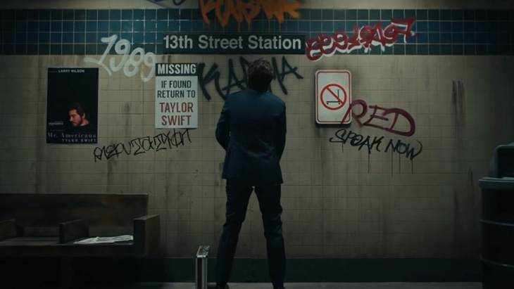Bức tường ghi tên các album tái phát hành của Taylor Swift - Ảnh: Cinema Blend