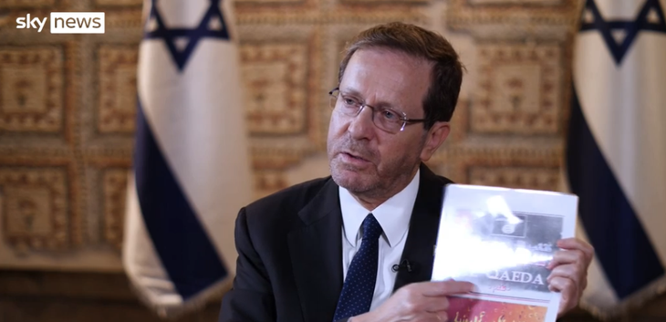 Tổng thống Israel Isaac Herzog trong cuộc phỏng vấn với Đài Skynews - Ảnh: SKYNEWS