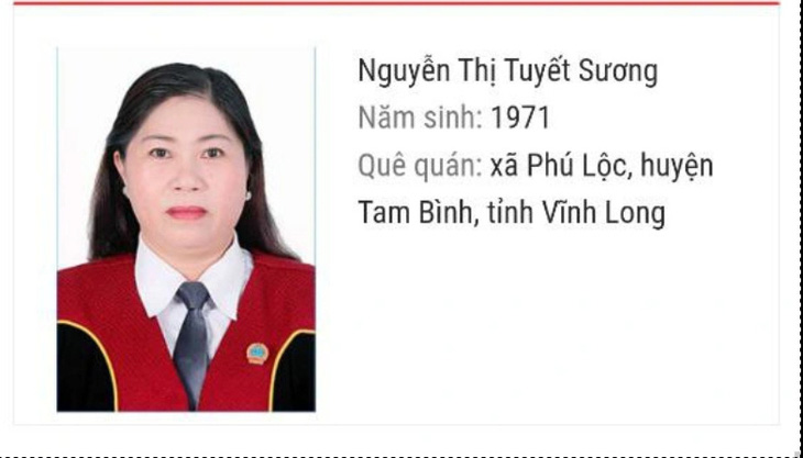 Bà Nguyễn Thị Tuyết Sương - Ảnh: TAND tỉnh Vĩnh Long