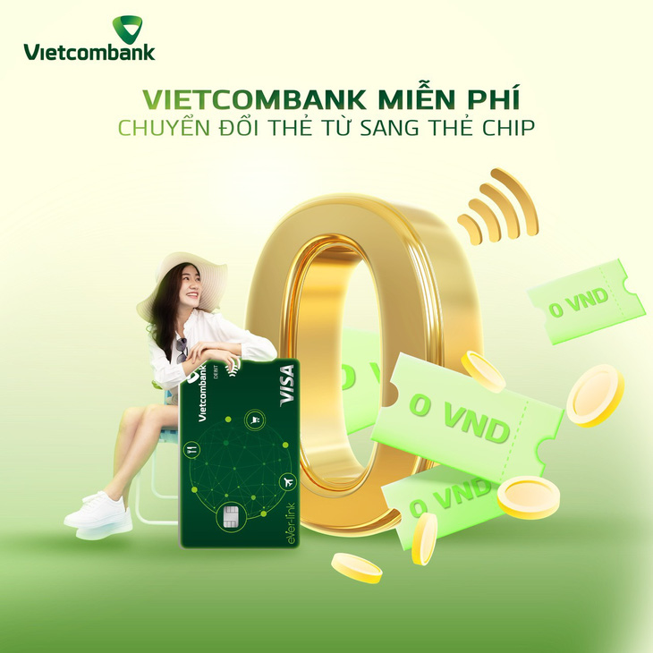 Theo Vietcombank, với thẻ chip contactless, chủ thẻ chỉ cần đưa thẻ gần thiết bị thanh toán là giao dịch thành công - Ảnh: VCB