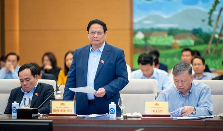 Thủ tướng Phạm Minh Chính phát biểu tại buổi làm việc - Ảnh: LÂM HIỂN
