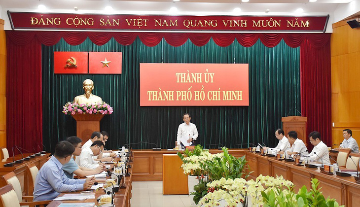 Bí thư Thành ủy TP.HCM Nguyễn Văn Nên chủ trì một cuộc họp Ban Chỉ đạo phòng chống tham nhũng, tiêu cực TP.HCM - Ảnh: T.L.