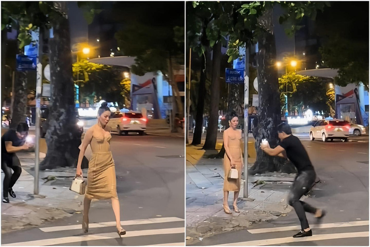 Lâm Bảo Châu vô tư chạy lăng xăng trên đường phố để quay video cho bạn gái