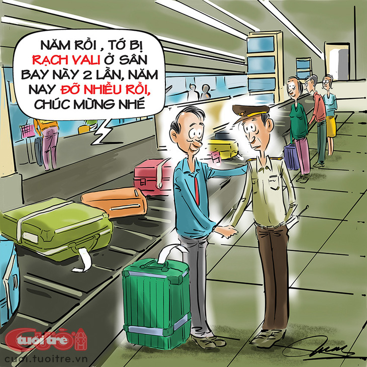 Biếm họa về trộm vặt ở sân bay - Tranh: Đỗ Minh Tuấn 