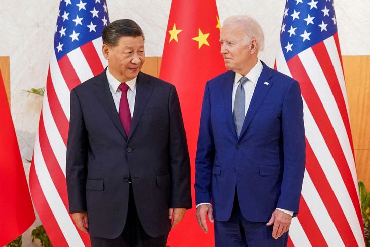 Ông Tập Cận Bình gặp ông Biden tại hội nghị thượng đỉnh G20 ở Bali, Indonesia, ngày 14-11-2022 - Ảnh: REUTERS