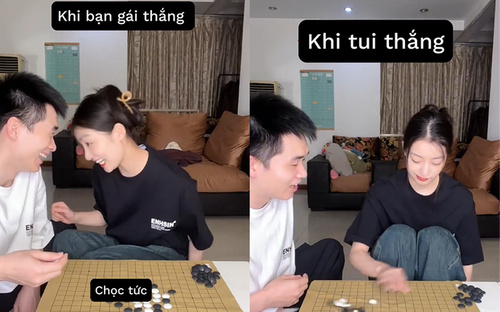 Anh chồng khóc thét khi chơi cờ vây với vợ