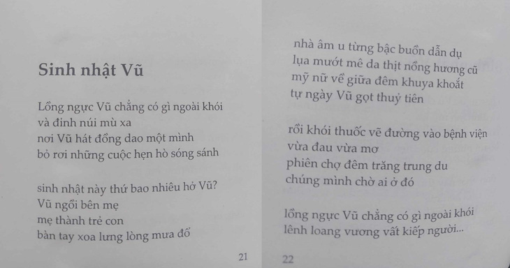 Một bài thơ Lữ Mai viết tặng Nguyễn Anh Vũ - Ảnh: LỮ MAI cung cấp