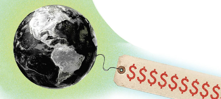 Chống biến đổi khí hậu không hề rẻ, nhưng để nó diễn ra và ta sẽ trả giá đắt hơn. Minh họa: LAZARO GAMIO CHO AXIOS