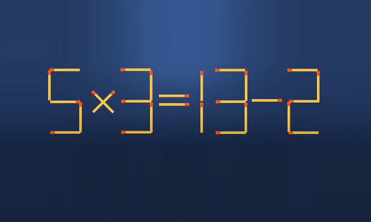 Thử tài IQ: Di chuyển một que diêm để 5x3=13-2 thành phép tính đúng - Ảnh 1.