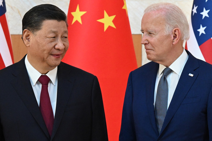 Lần cuối Chủ tịch Trung Quốc Tập Cận Bình (trái) và Tổng thống Mỹ Joe Biden gặp mặt trực tiếp là tại Bali (Indonesia) hồi tháng 11-2022 - Ảnh: AFP