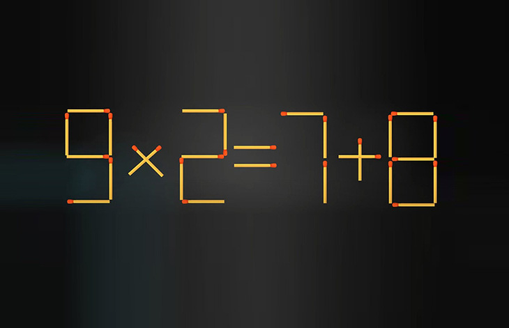Thử tài IQ: Di chuyển một que diêm để 9x2=7+8 thành phép tính đúng - Ảnh 1.