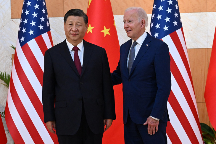 Tổng thống Mỹ Joe Biden gặp Chủ tịch Trung Quốc Tập Cận Bình tại Indonesia vào tháng 11-2022 - Ảnh: AFP