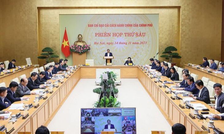 Thủ tướng chủ trì phiên họp thứ sáu của Ban Chỉ đạo cải cách hành chính của Chính phủ - Ảnh: VGP