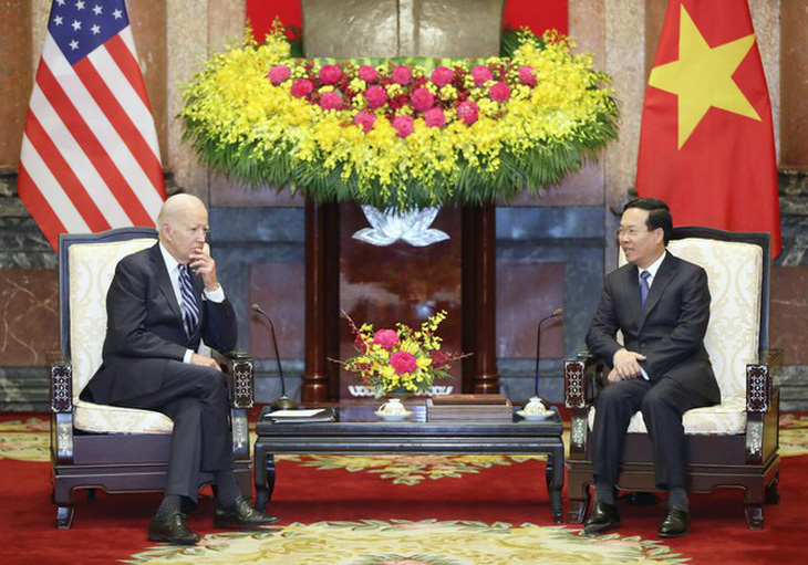 Chủ tịch nước Võ Văn Thưởng tiếp Tổng thống Mỹ Joe Biden vào tháng 9-2023 tại thủ đô Hà Nội - Ảnh: VGP