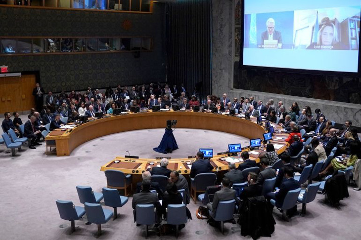 Một phiên họp về tình hình xung đột tại Trung Đông của Hội đồng Bảo an Liên Hiệp Quốc - Ảnh: AFP
