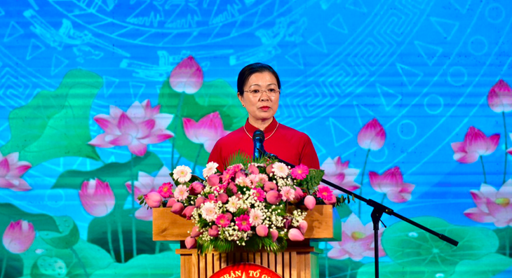 Bà Trương Thị Ngọc Ánh - phó chủ tịch Ủy ban Trung ương MTTQ Việt Nam - phát biểu - Ảnh:T.T.D