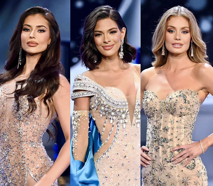 Từ trái qua: Top 3 &quot;Miss Universe 2023&quot; gồm Thái Lan, Nicaragua và Úc - Ảnh: Missosology