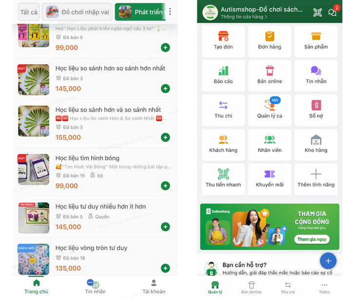 Website quản lý bán hàng trên điện thoại của anh Trịnh Quốc Long (Hà Nội)