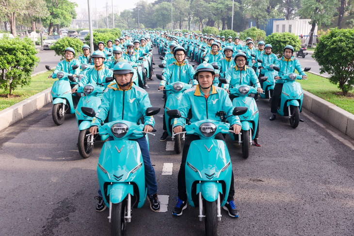 Tân binh Xanh SM Bike vận hành bằng 100% xe máy điện không tiếng ồn, không phát thải. Ảnh: Đ.H