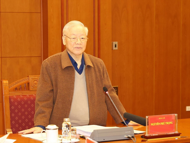 Tổng bí thư Nguyễn Phú Trọng chủ trì cuộc họp - Ảnh: TTXVN