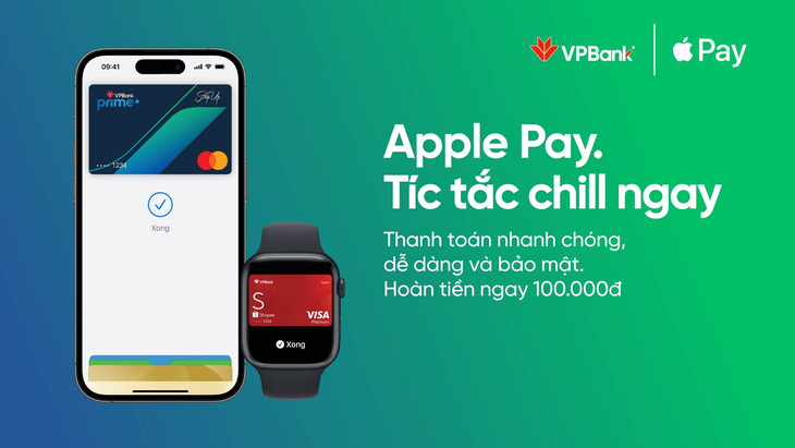VPBank cung cấp Apple Pay giúp chủ thẻ thanh toán một cách dễ dàng, an toàn và bảo mật - Ảnh: VPB