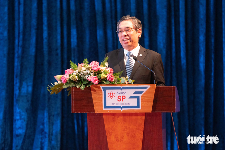 Phó bí thư Thành ủy, Chủ tịch Hội hữu nghị Việt Nam - Nhật Bản TP.HCM Nguyễn Phước Lộc phát biểu tại buổi lễ - Ảnh: NGỌC ĐỨC