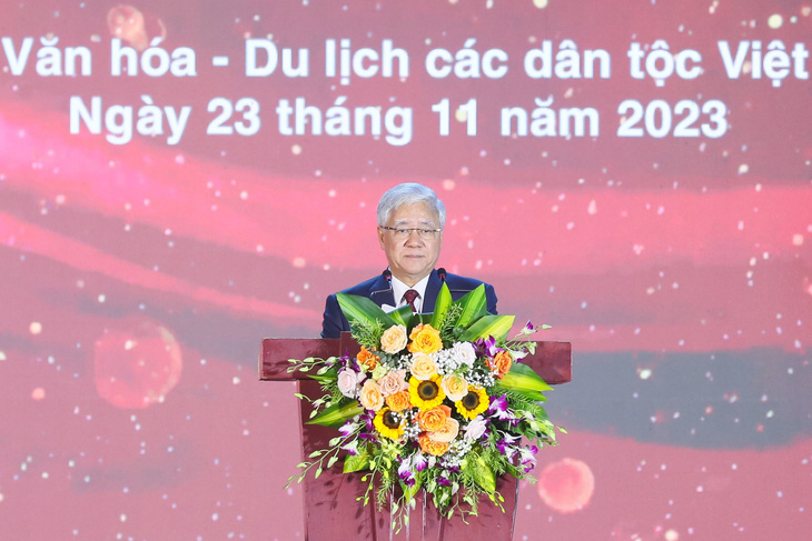 Ông Đỗ Văn Chiến - bí thư Trung ương Đảng, chủ tịch Ủy ban Trung ương Mặt trận Tổ quốc Việt Nam - phát biểu tại sự kiện - Ảnh: QUANG VINH