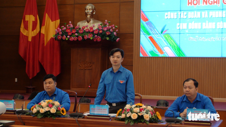 Bí thư Trung ương Đoàn Nguyễn Minh Triết phát biểu tại hội nghị