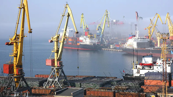 Các tàu chở hàng ở cảng Odessa, Ukraine - Ảnh: ASIA TIMES