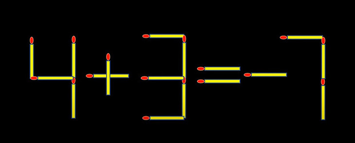 Thử tài IQ: Di chuyển một que diêm để 4+3=-7 thành phép tính đúng- Ảnh 1.